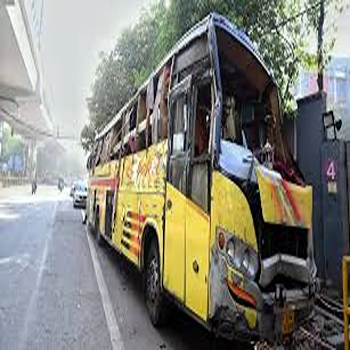 Accident sleeper bus overturns delhi two