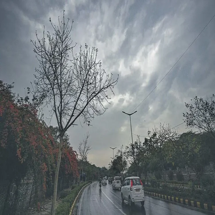 Delhi cloudy weather light rain forecast
