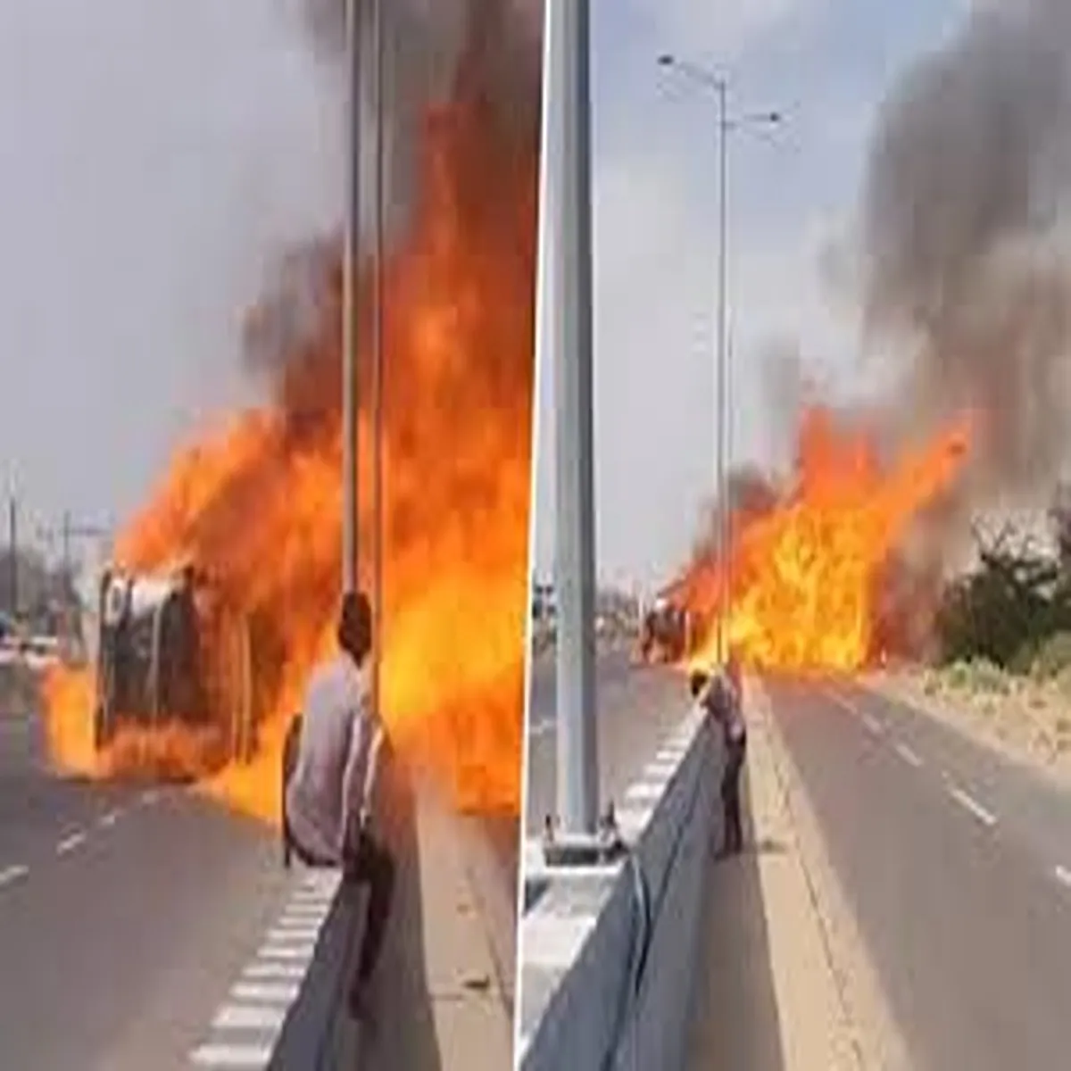 Accident oil tanker overturns driver killed