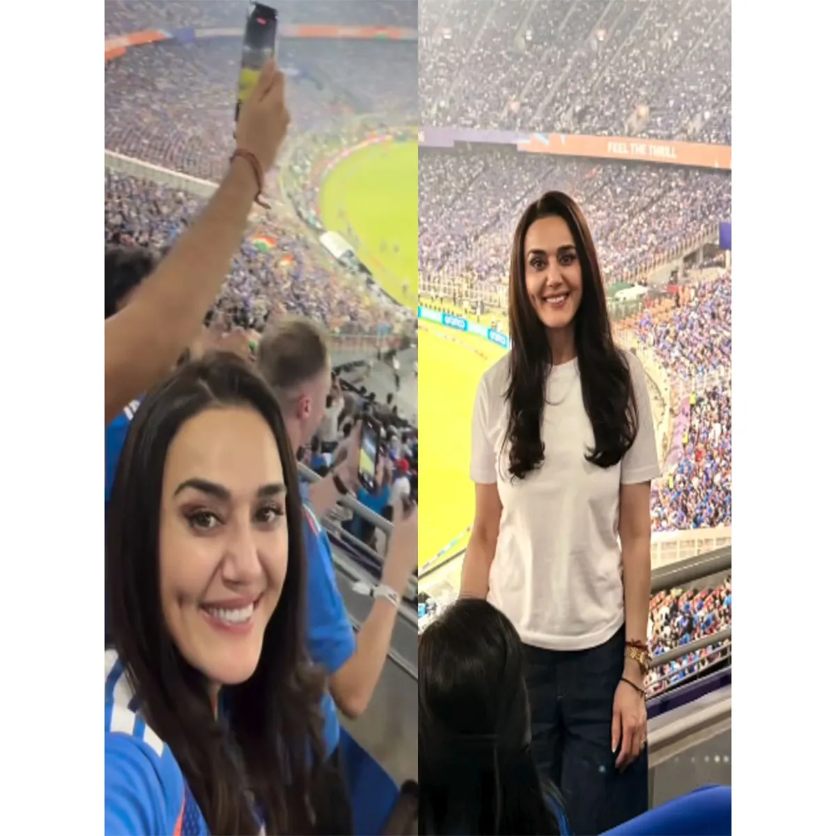 Cricket preity zinta joins fans stadium