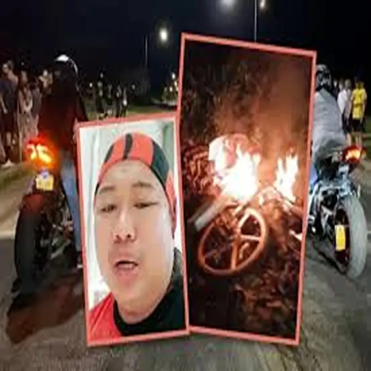 Father burns bike over violations