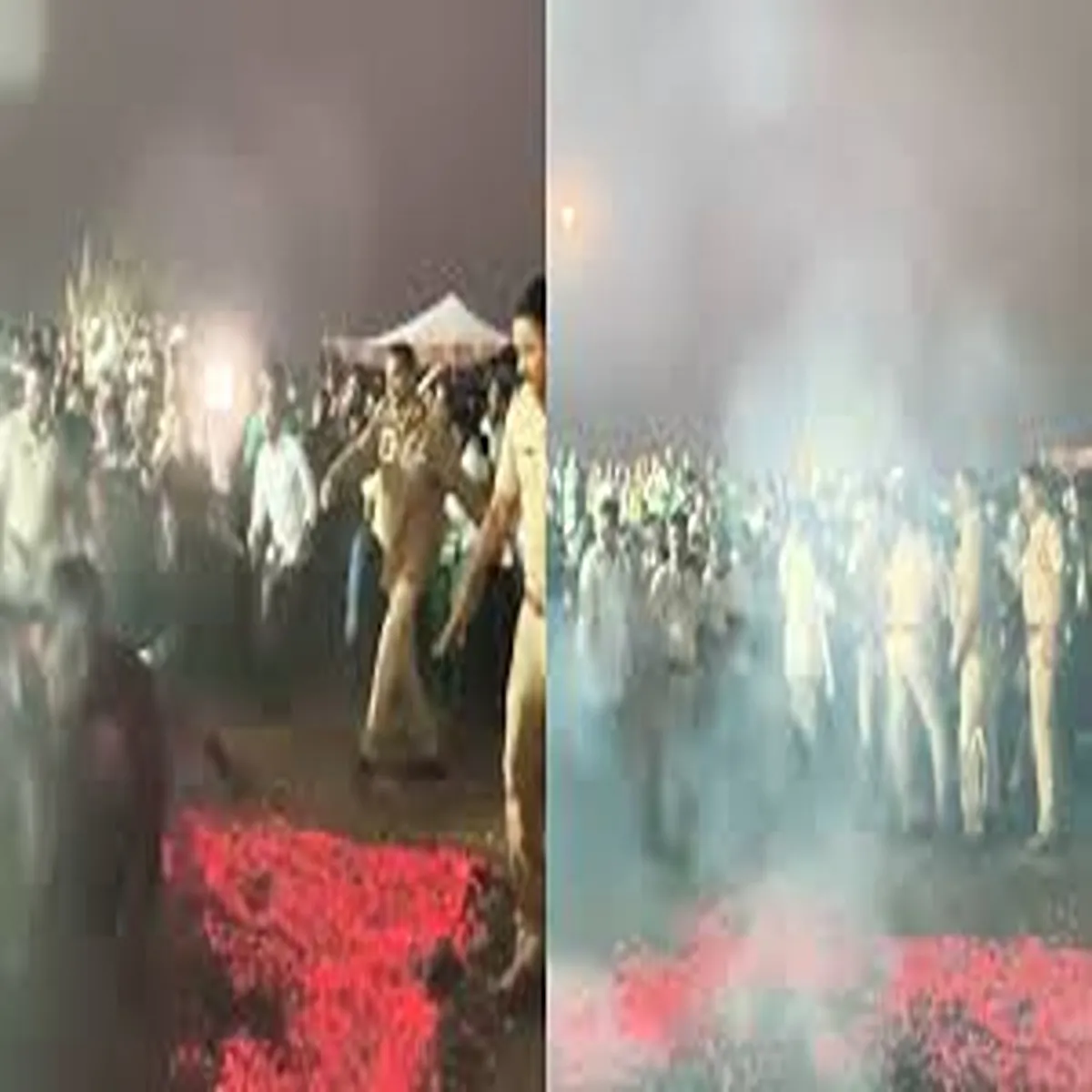 Templeincident sudden wind causes pandal collapse