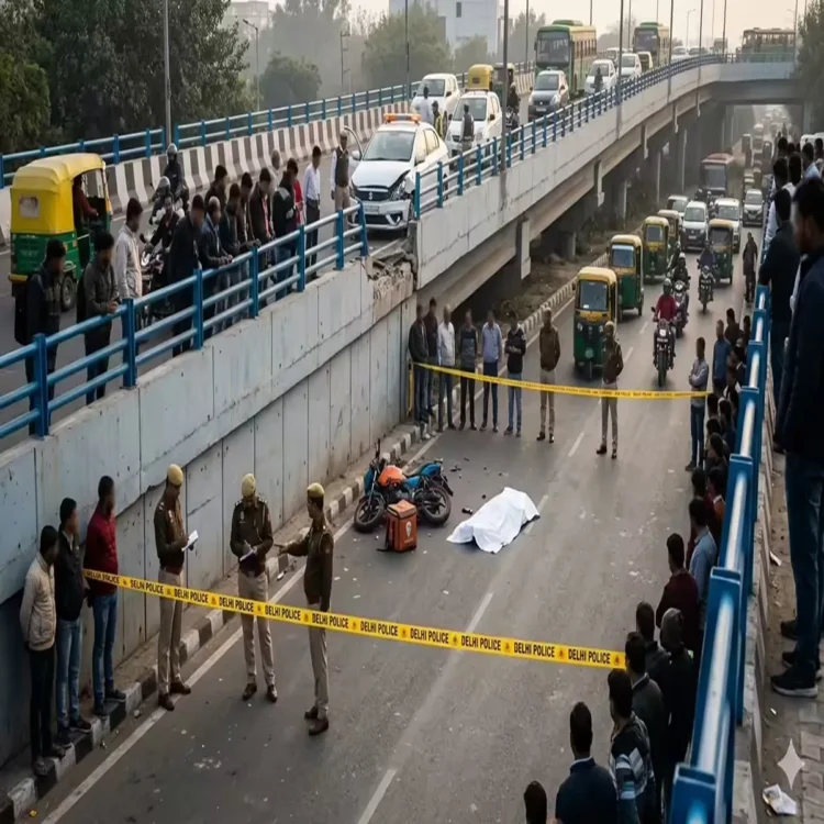 Delivery worker dies delhi flyover crash