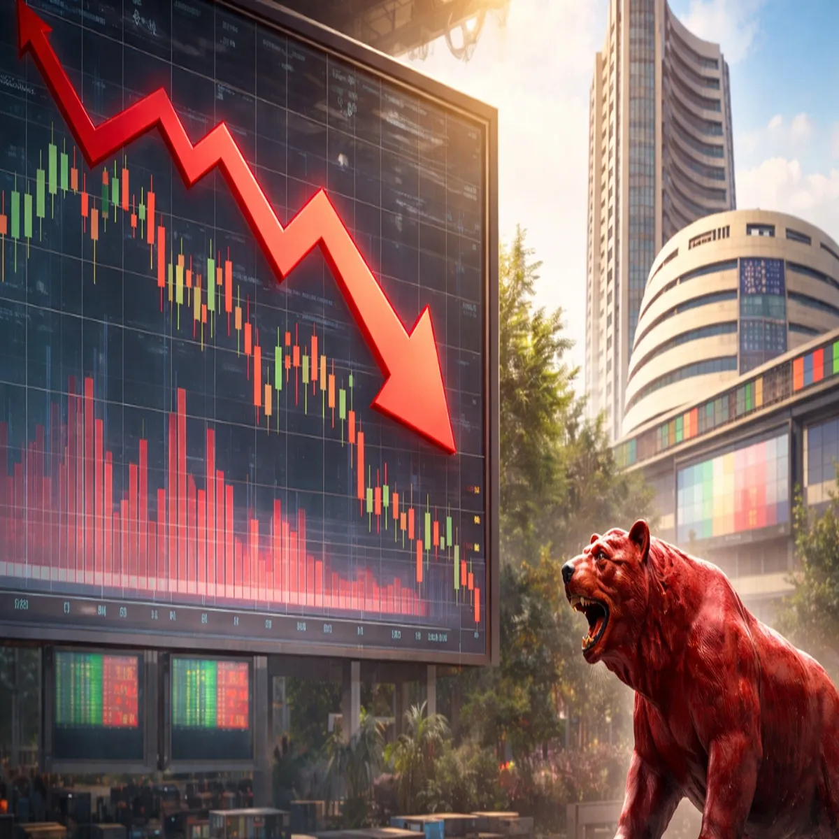 Stock market benchmark indices tumble shares