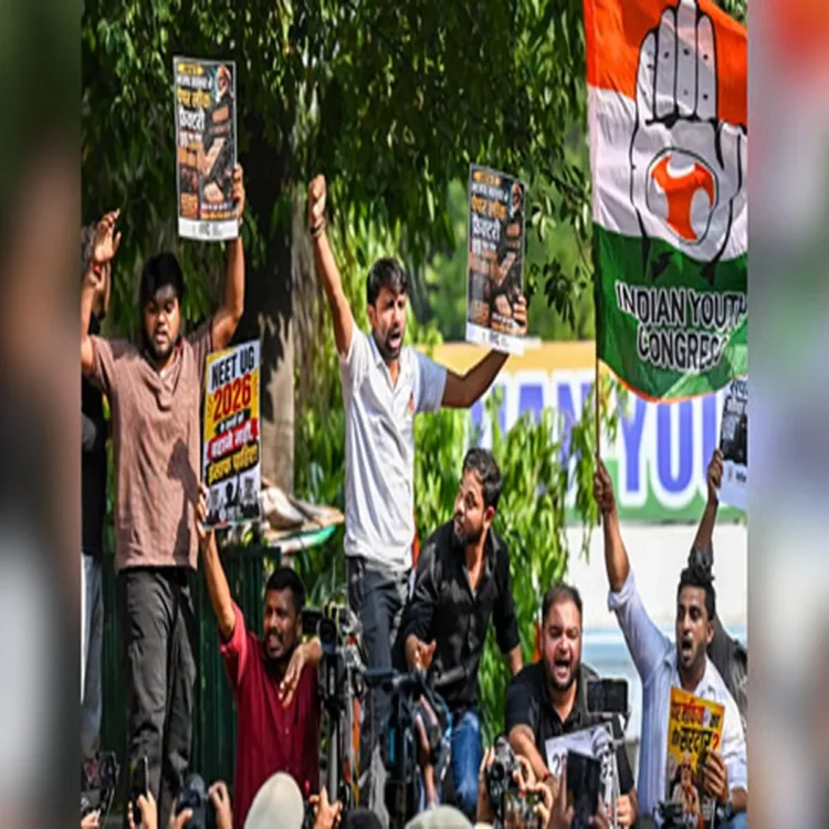Bjp slams congress over neet protest timing