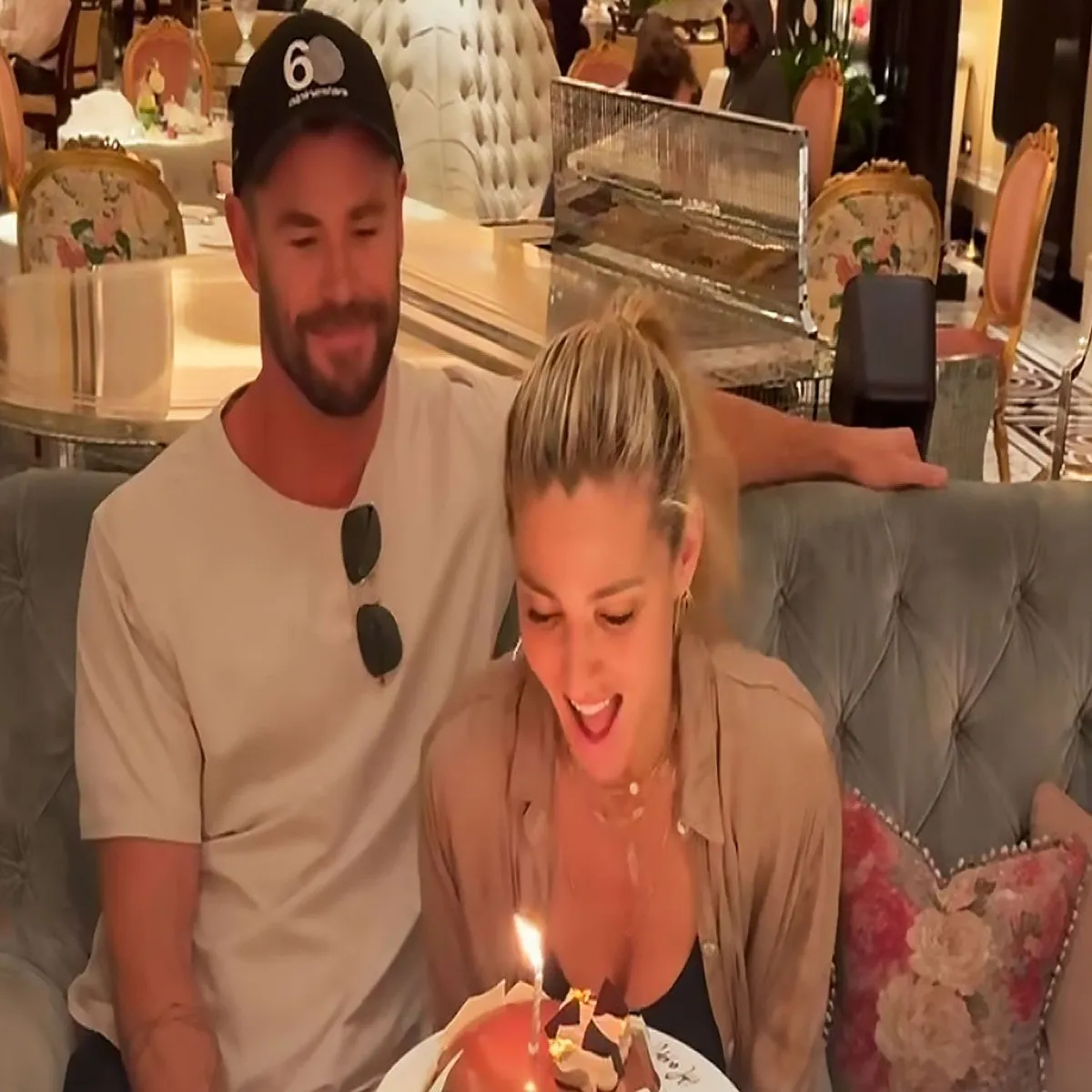 Celebrity chris hemsworth celebrates elsa pataky