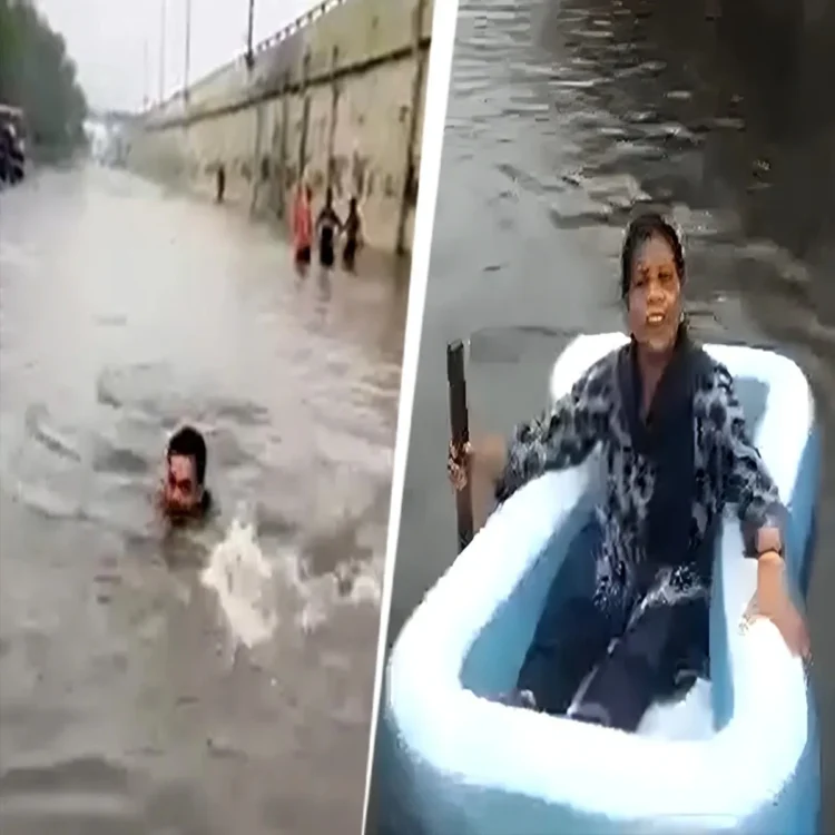 Delhi waterlogging aap questions bjp preparedness