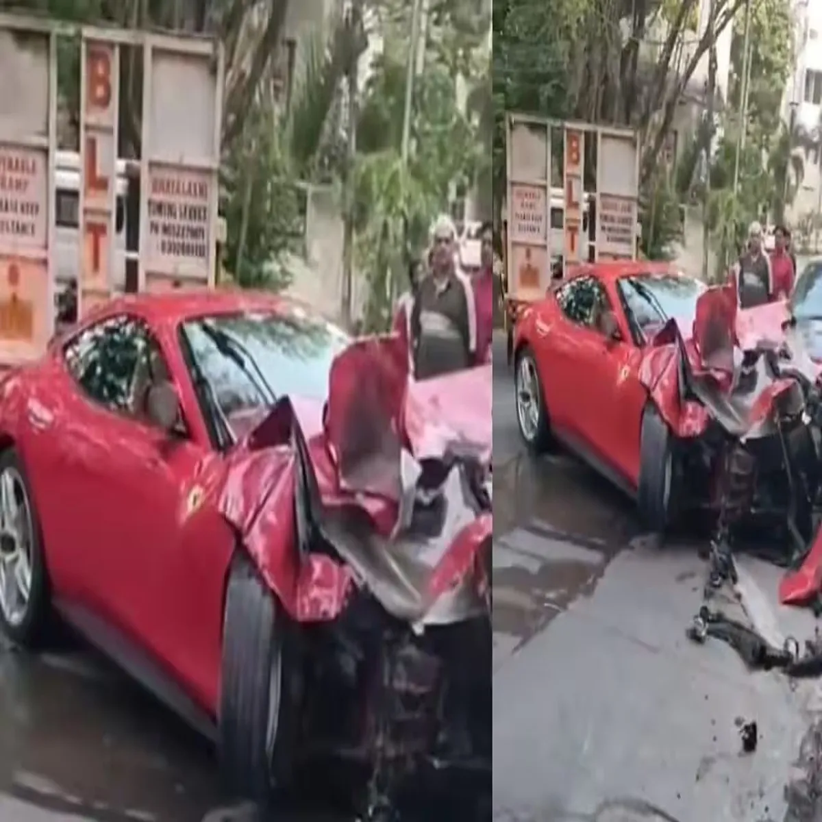 Crash hyderabad ferrari gate collision maharashtra