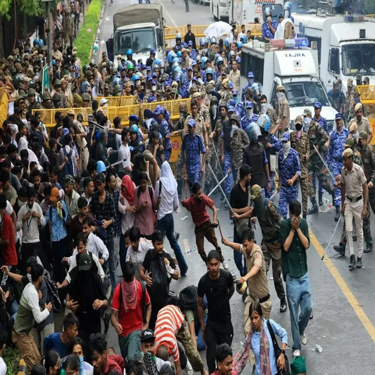 Raf jawan assault fir protest march