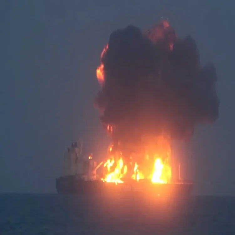 Red sea tanker fire security concerns