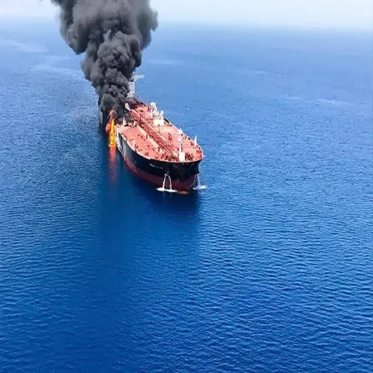 Strait of hormuz tanker fire near oman