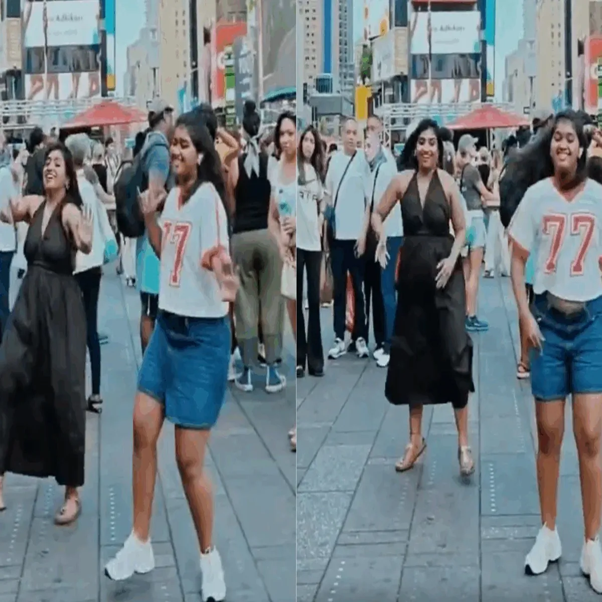 Times square mother daughter dance video